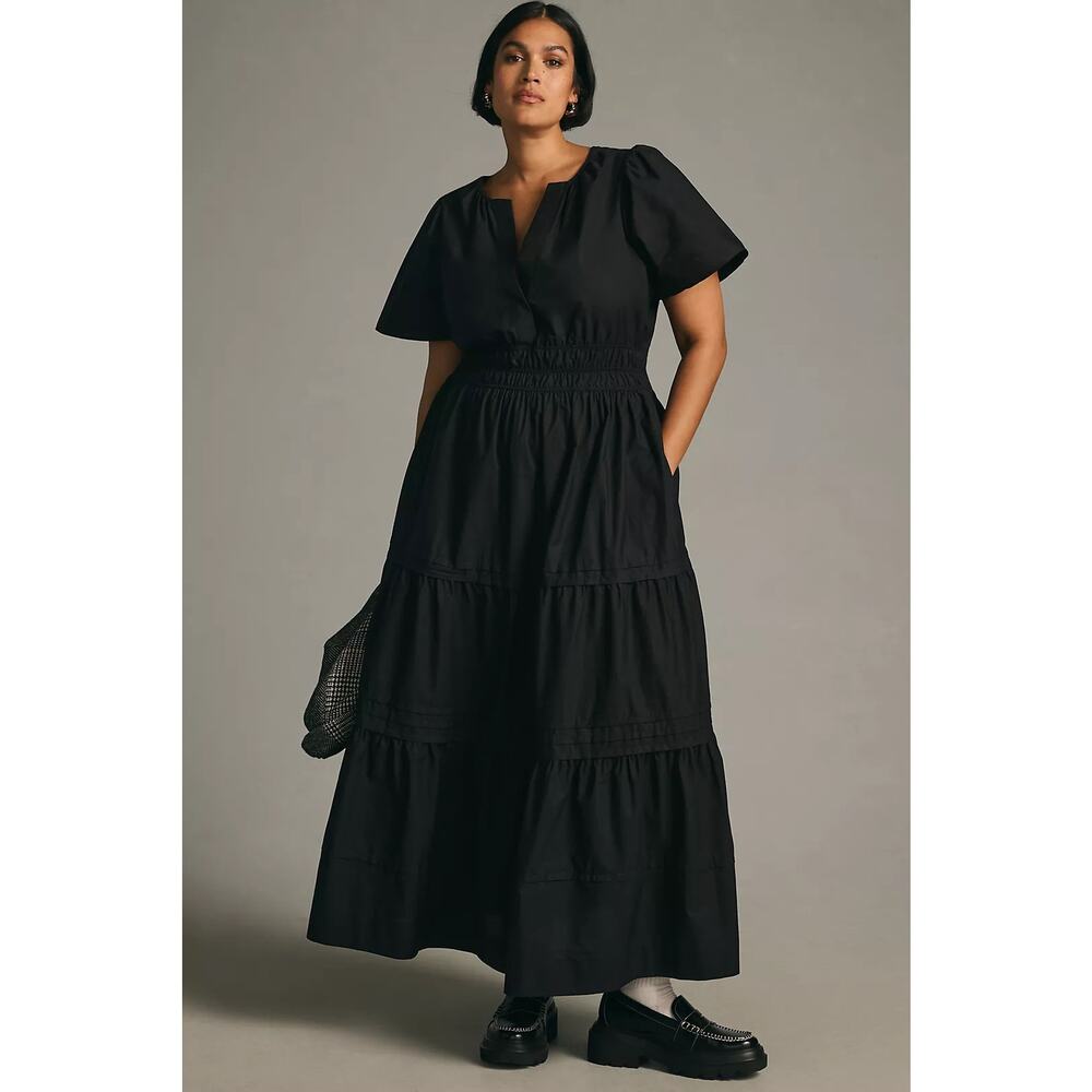 Anthropologie The Somerset Black Maxi Dress 1X NWT